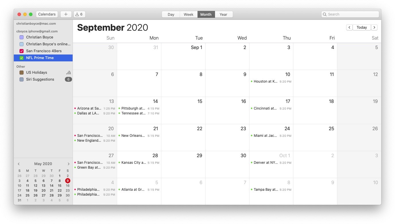 NFL Schedules for iPhone, Mac, and iPad Calendars by Christian Boyce