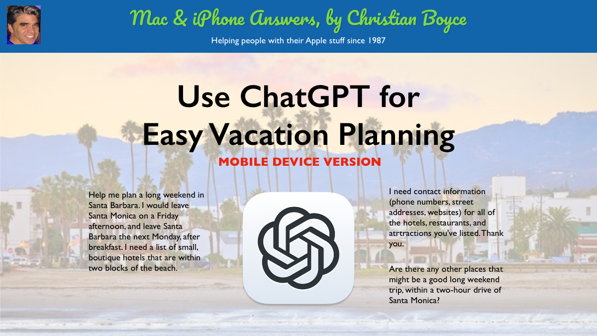 Use ChatGPT for Easy Vacation Planning (Mobile Device version)